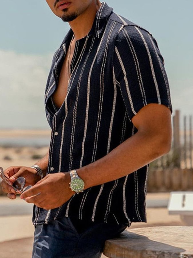 Men's Striped Elegant Cotton Shirt