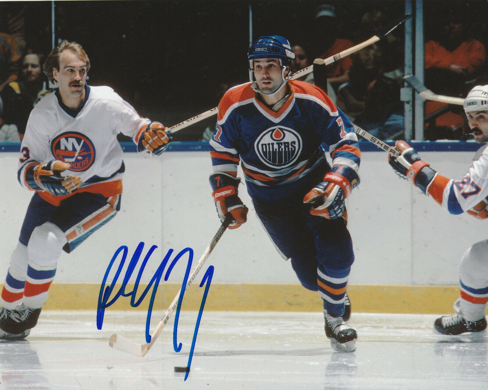 VINTAGE PAUL COFFEY SIGNED EDMONTON OILERS 8x10 Photo Poster painting #3 Autograph