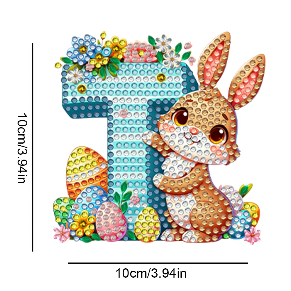 DIY PET Double Sided Special Shaped Easter Alphabet T Diamond Painting Keychain