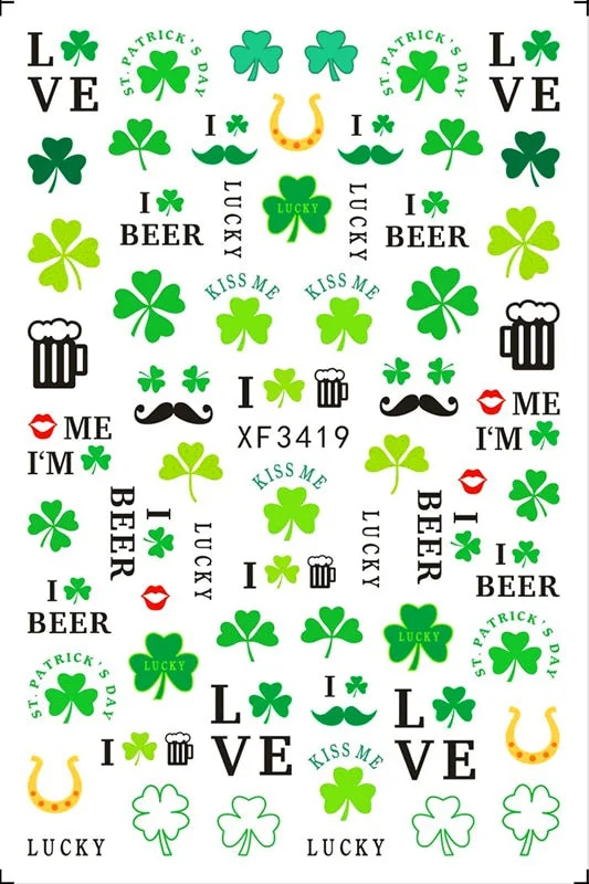 3D Flag Sport Nail Stickers for Manicure Fire Clover Decoration Decals Back Glue Designer Gymnastics Nail Art Sticker