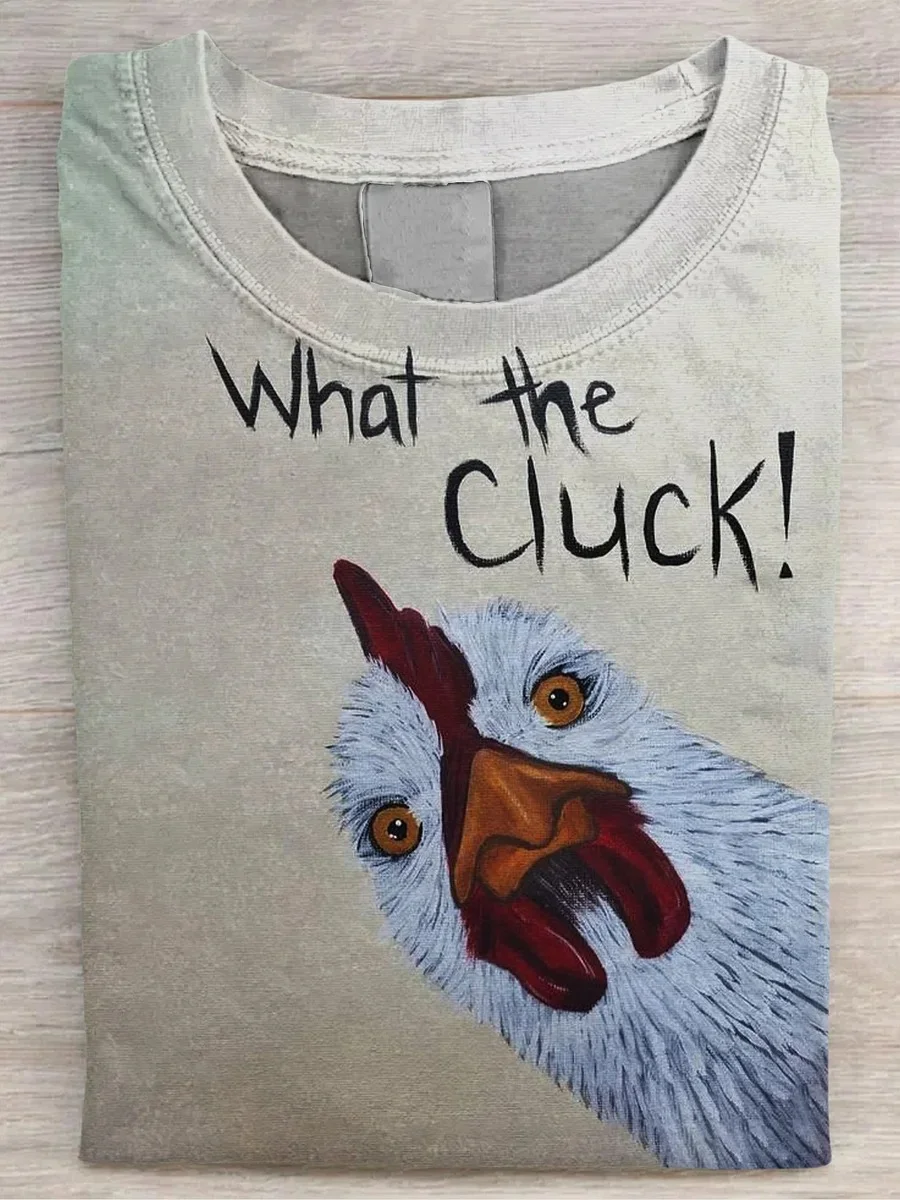 Eagerlys  What The Cluck Funny Chicken Art Print T-shirt Eagerlys