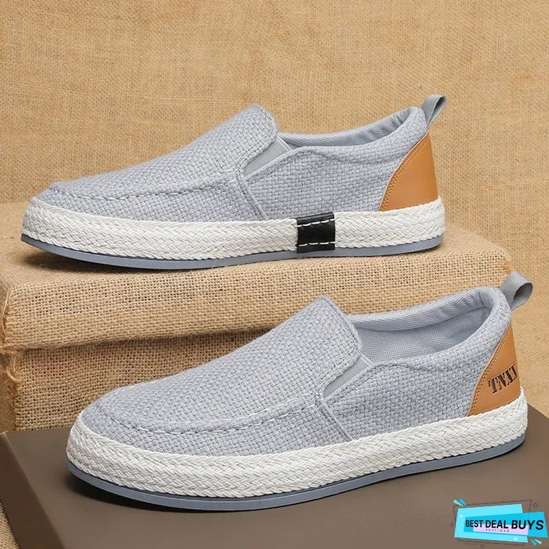 Men's Spring Linen Summer Slip-on Lofter Fisherman Casual Shoes
