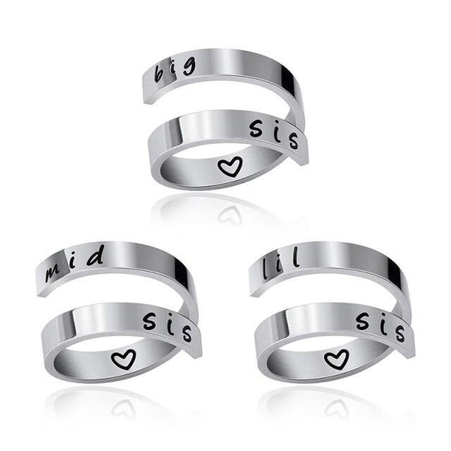 Letter Ring Gift For 3 Sis
