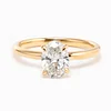 18K Yellow Gold 1.5ct Oval Cut Lab Diamond 4 Claw Prongs Solitaire Ring