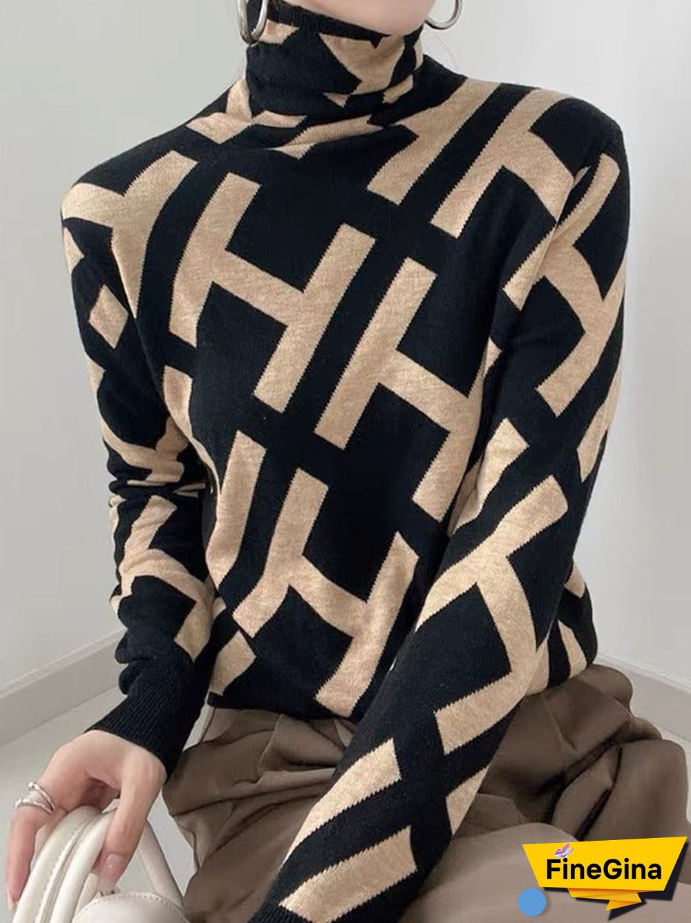 Modern Long Sleeve Print Sweater