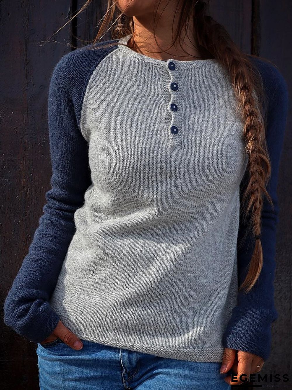 Color Block Button Down Sweater | EGEMISS