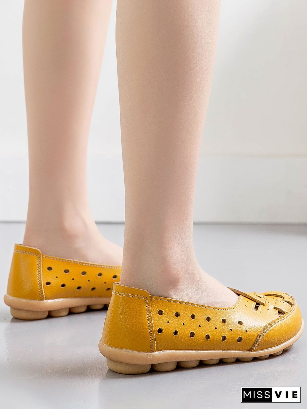 Hollow Leather Soft Sole Shoes