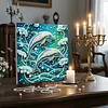 DIY Pearl Painting Dolphin for Home Decor with Frame(25x25cm)