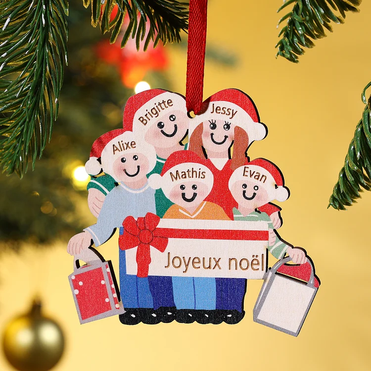 Personalized Family Of 5 Decorating Christmas Tree Ornament