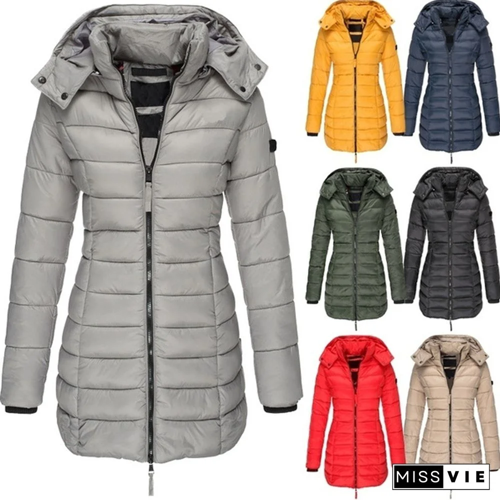 New Women Winter Long Coat Thicken Warm Hooded Cotton Padded Puffer Jacket Overcoat