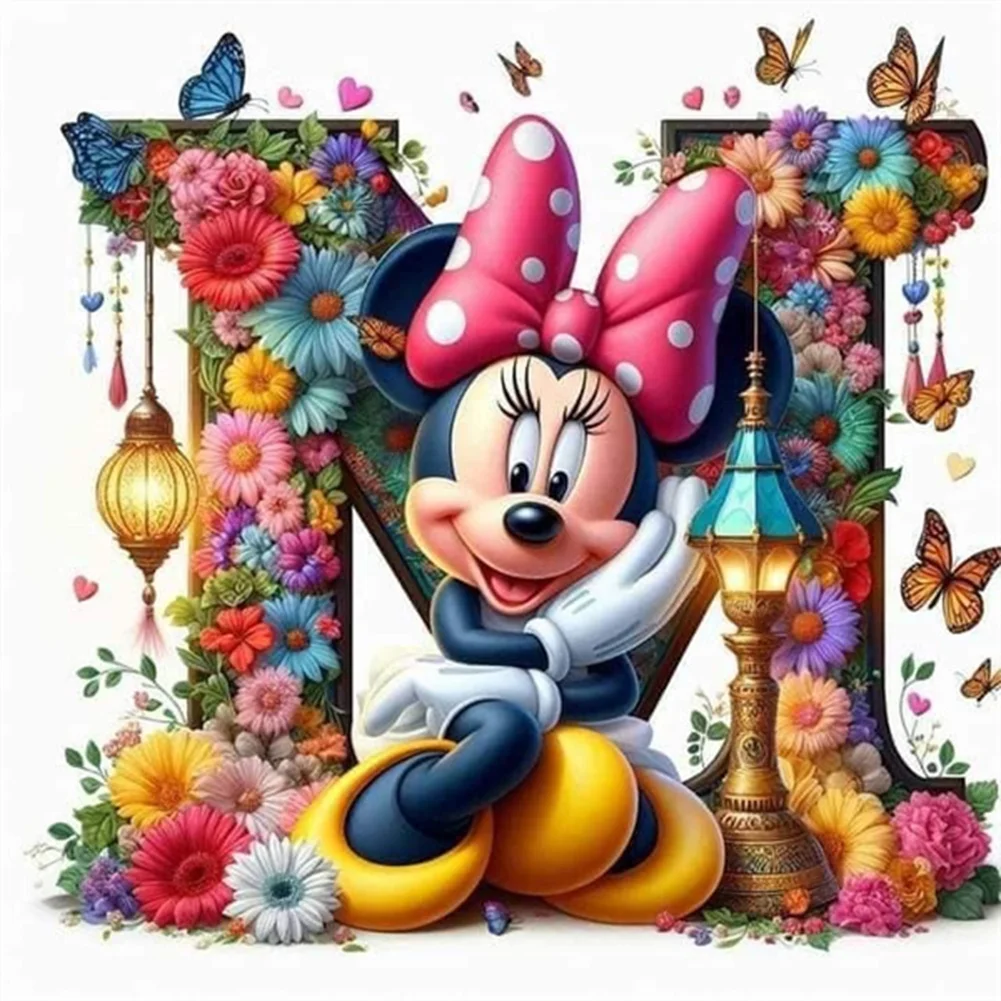 Partial AB Diamond Painting - Full Round Drill - Mickey Minnie Letters(Canvas|35*35cm)