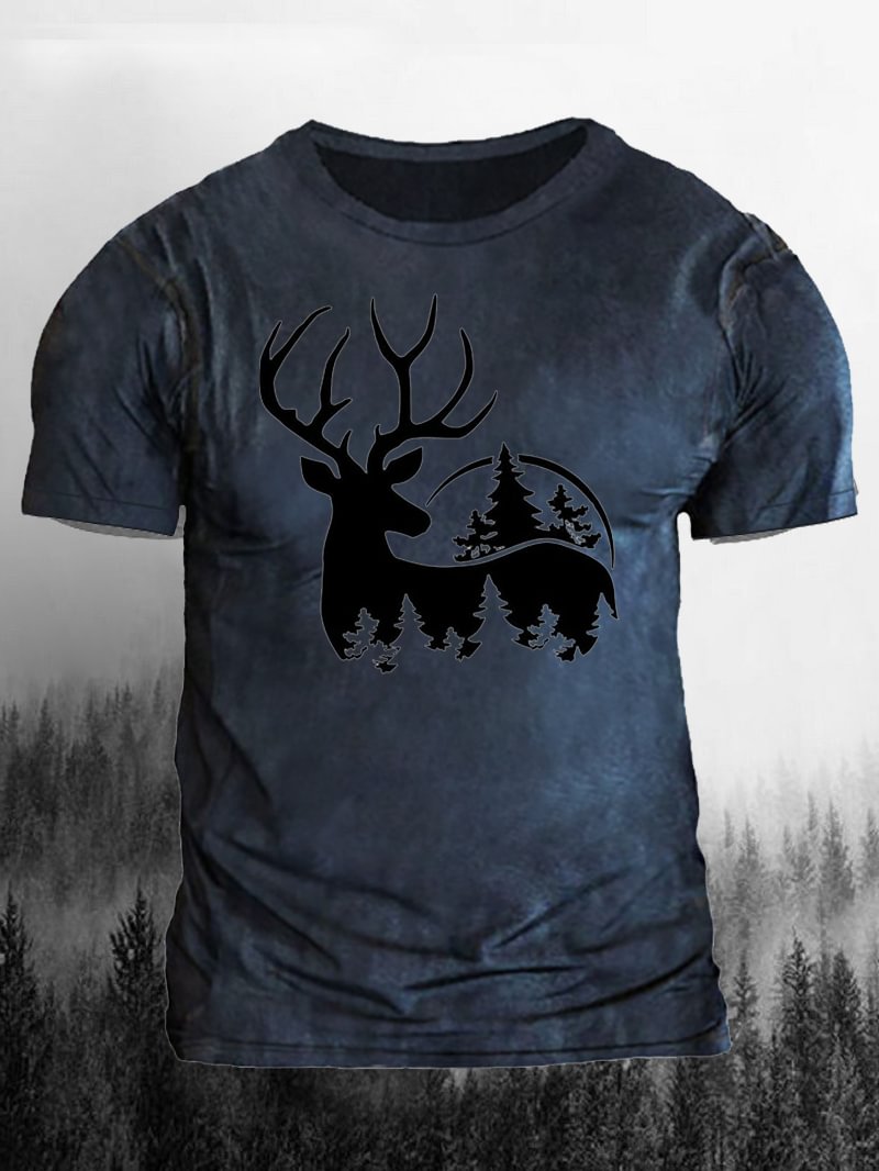Forest Deer Printed Men's T-Shirt in  mildstyles