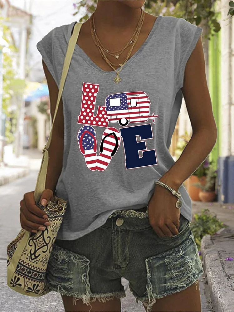 Independence Day V Neck T-shirt Tees-00341