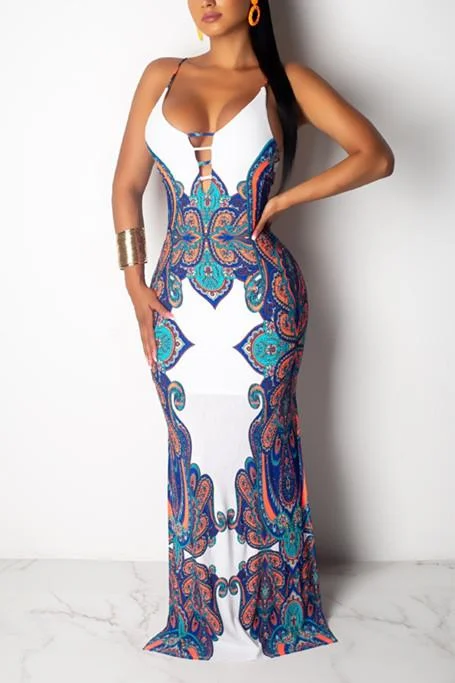 Fashion Sexy Print Slim-Fit Sling Dress