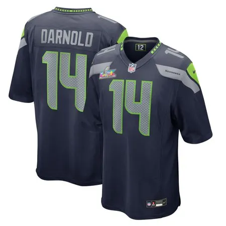 Youth Seattle Seahawks #14 Sam Darnold College Navy Super Bowl LX Patch Game Jersey