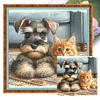 Schnauzer And Orange Cat-11CT Stamped Cross Stitch 40*40cm/15.75*15.75in tapestrymarket