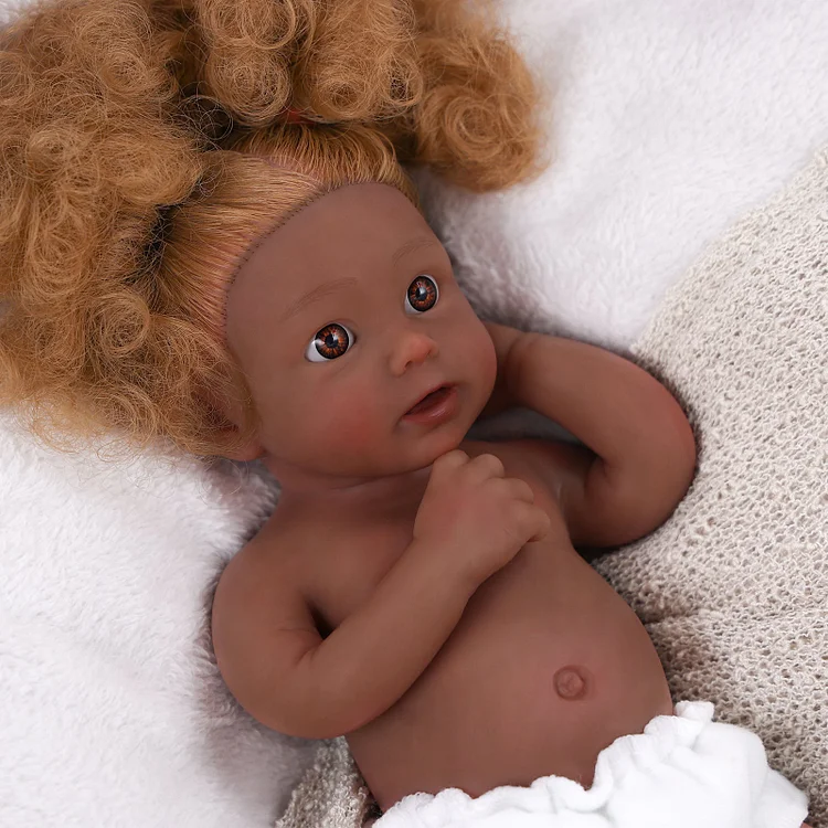 Babeside Stella 12" Full Silicone Reborn Baby Blue Eyes Doll African American Girl