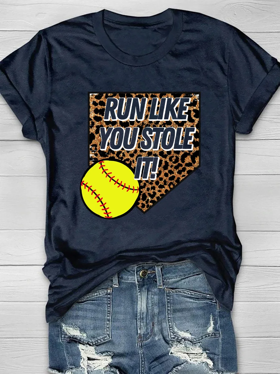 Run Like You Stole It Print Short Sleeve T-Shirt