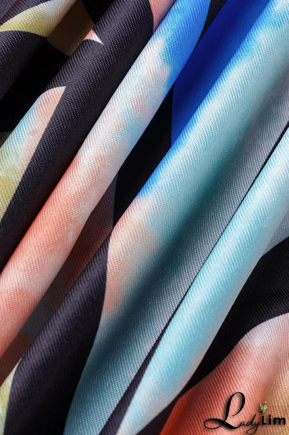 Blue Casual Print Split Joint Oblique Collar Plus Size Jumpsuits