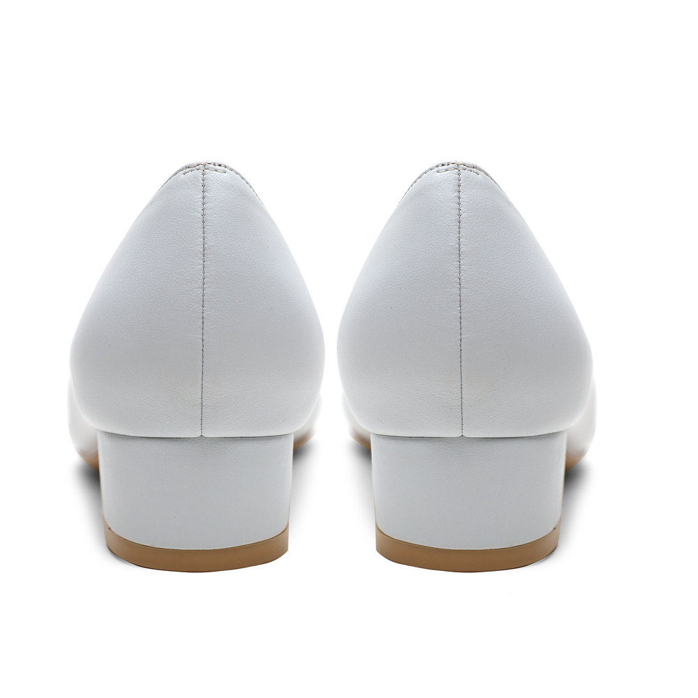 30mm Pointed Toe Red Bottom Kitten Chunky Heels Daily Matte Pumps Low Heels for Women-MERUMOTE