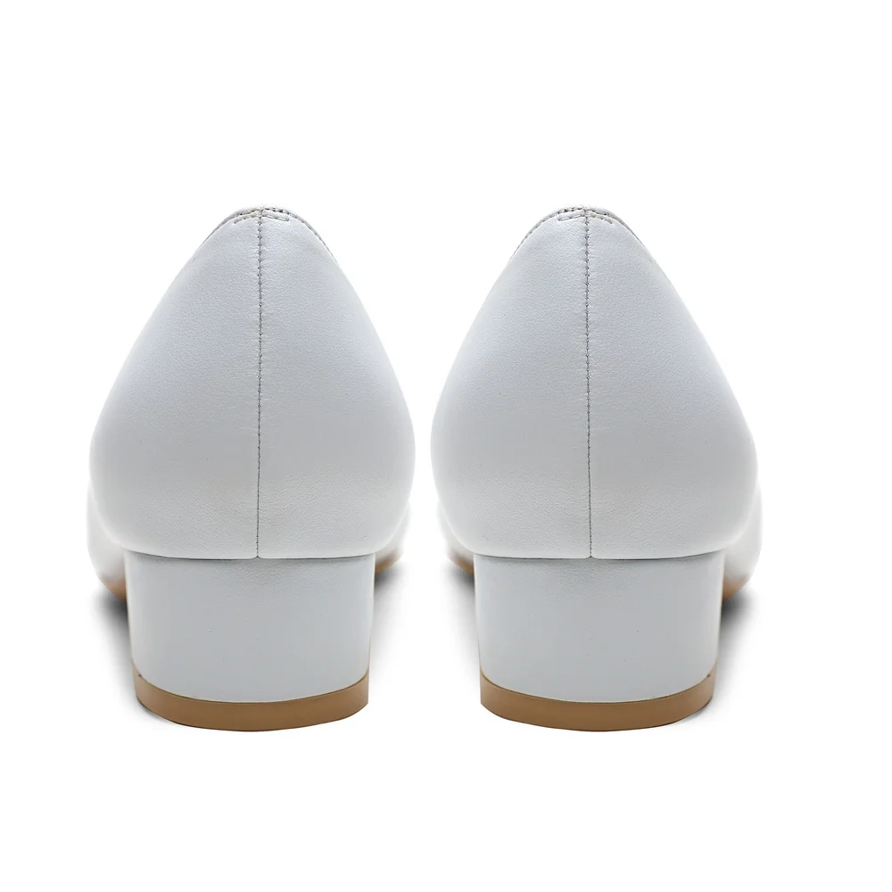 30mm Pointed Toe Red Bottom Kitten Chunky Heels Daily Matte Pumps Low Heels for Women-MERUMOTE