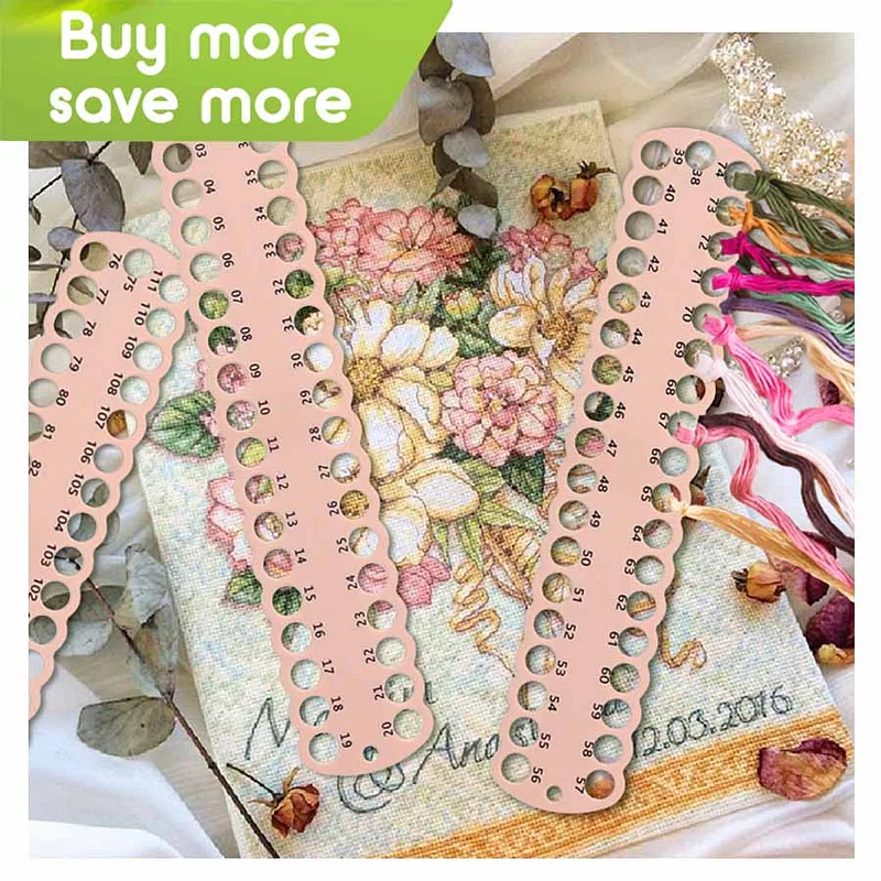 3pcs Cross Stitch Thread Holder PC 37-Hole for DIY Sewing Storage (Pink)