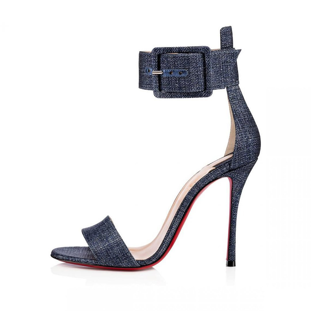 100mm Women's Red Bottom Open Toe Sandals Ankle Strap High Heel Summer Shoes-MERUMOTE