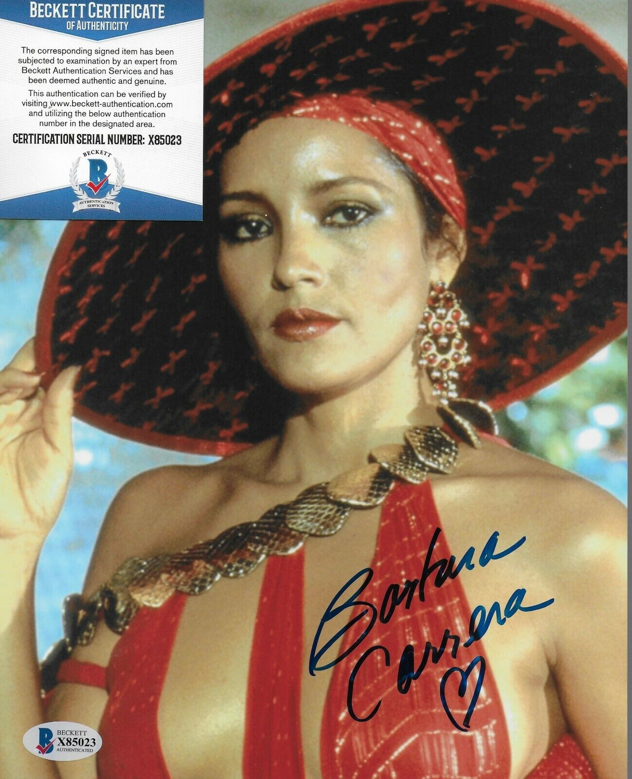 Barbara Carrera Bond 007 Original Autographed 8x10 Photo Poster painting #4 w/Beckett COA