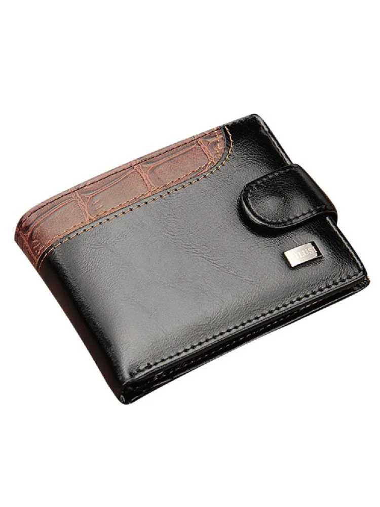 Vintage Bifold Leather Short Wallet Men Business Card Holder Purse (Black)