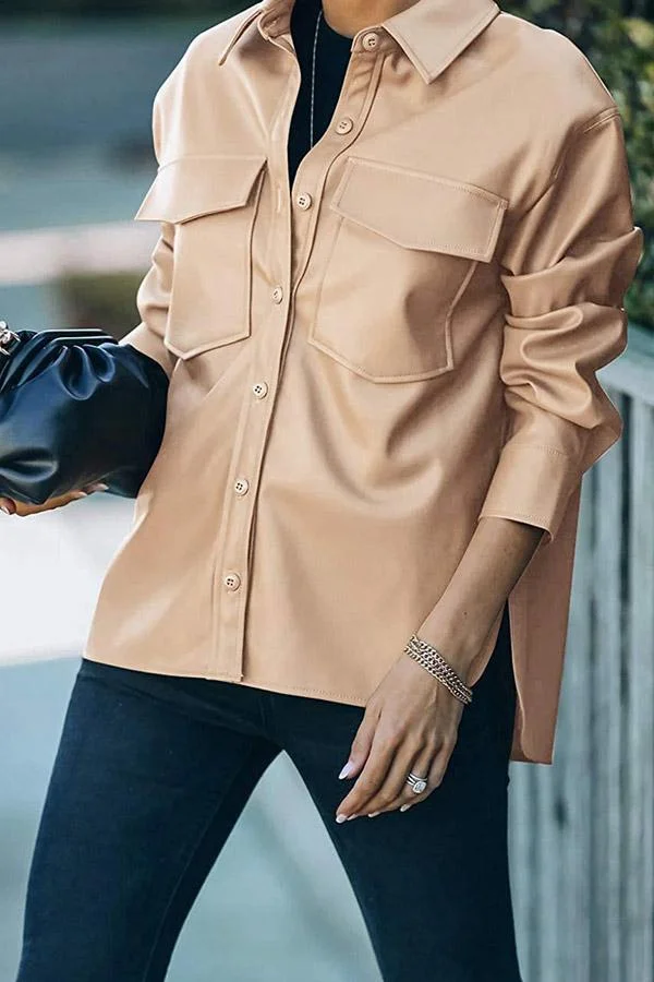 Fashion Turndown Collar Buttons Solid Jacket
