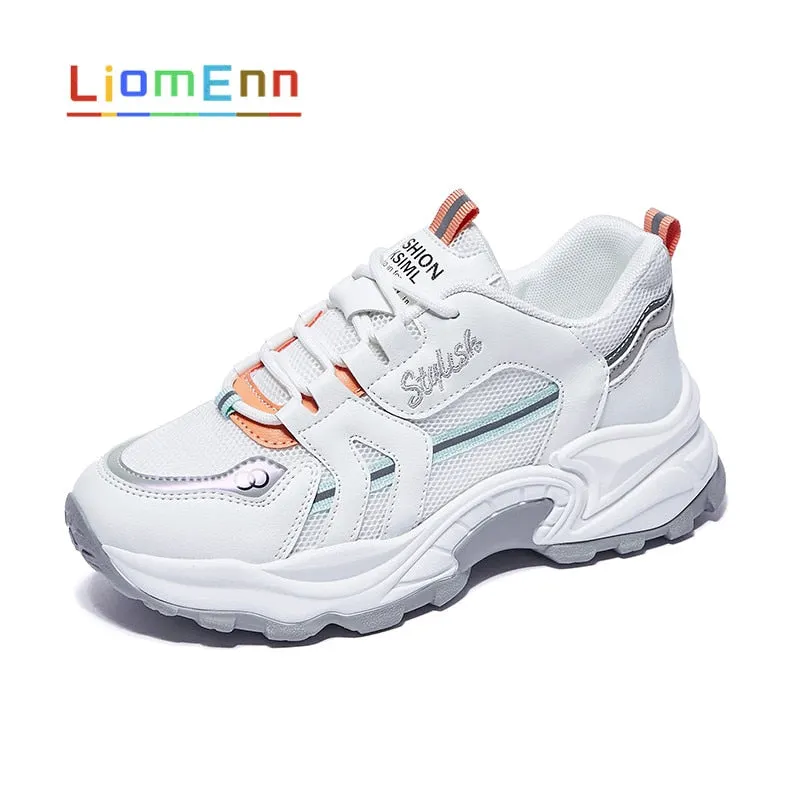 Women's Chunky Sneakers Women Shoes 2021 Fashion Korean White Casual Running Sport Shoe Platform Vulcanized Tennis Basket Femme