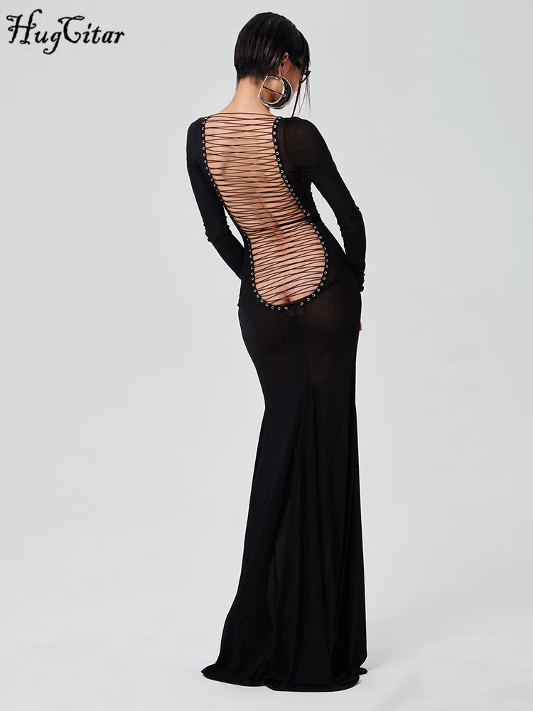 See Through Backless Maxi Dress main image 0