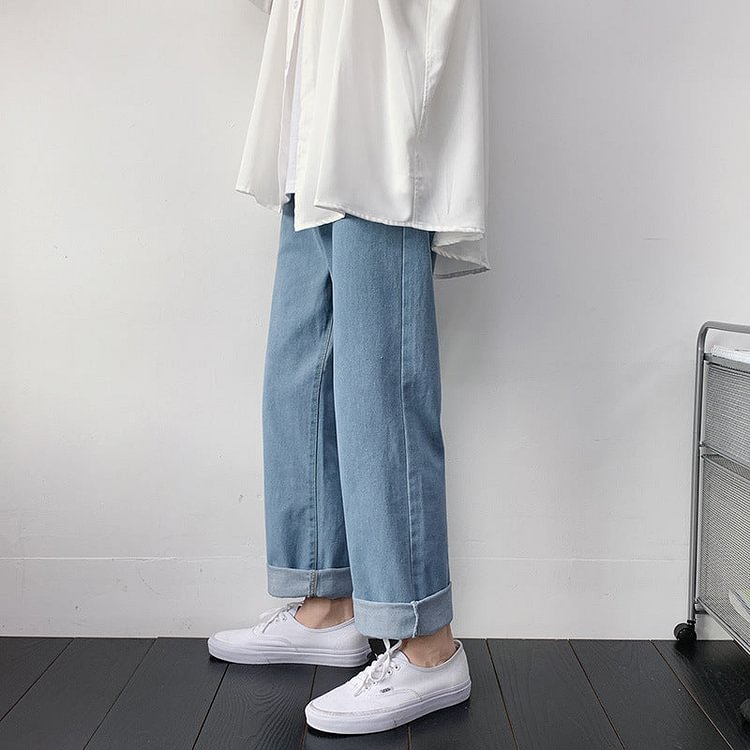 Men's Spring and Autumn Denim Pants plus Size Sports Loose Casual Straight Pants Men's Trousers Men Jeans