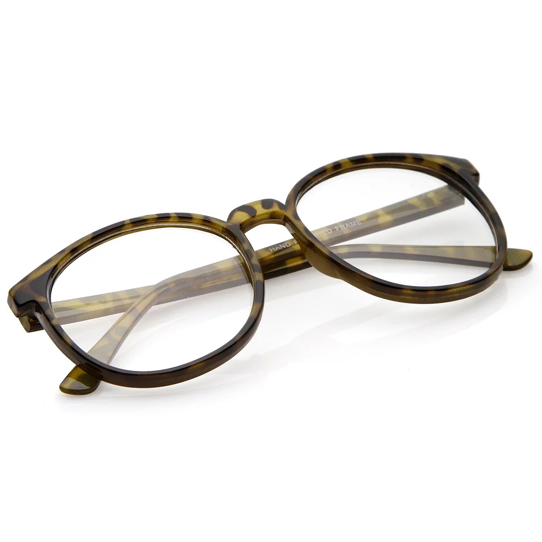 Classic P3 Horn Rimmed Clear Lens Round Eyeglasses 53mm