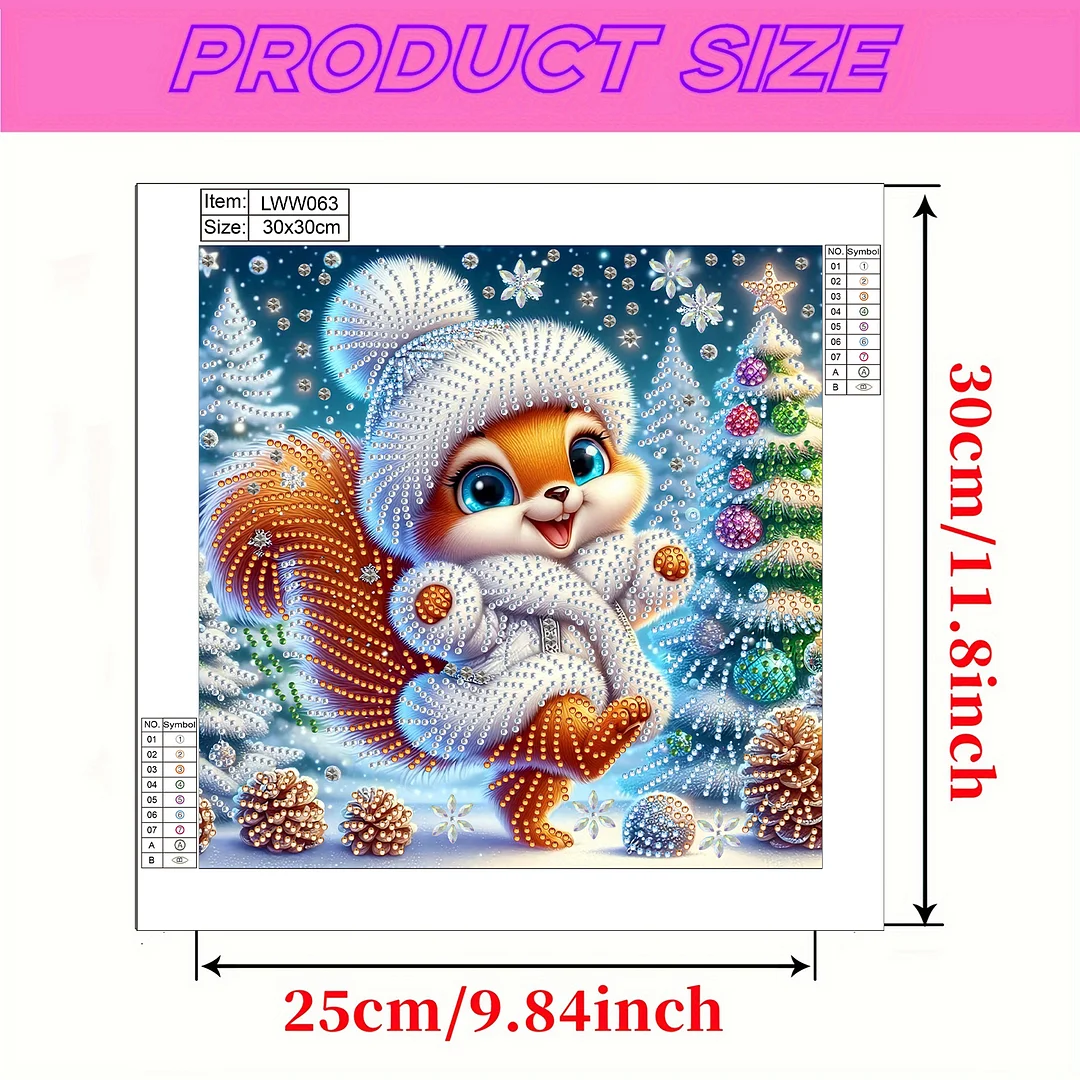 Christmas Squirrel - Diamond Painting - Partial Special Shaped Drill(Canvas|30*30cm)