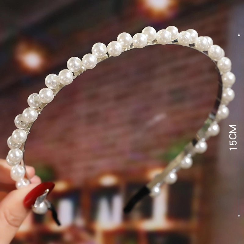 Women’s Fashion Waves Alloy Inlay Artificial Pearls Headwear