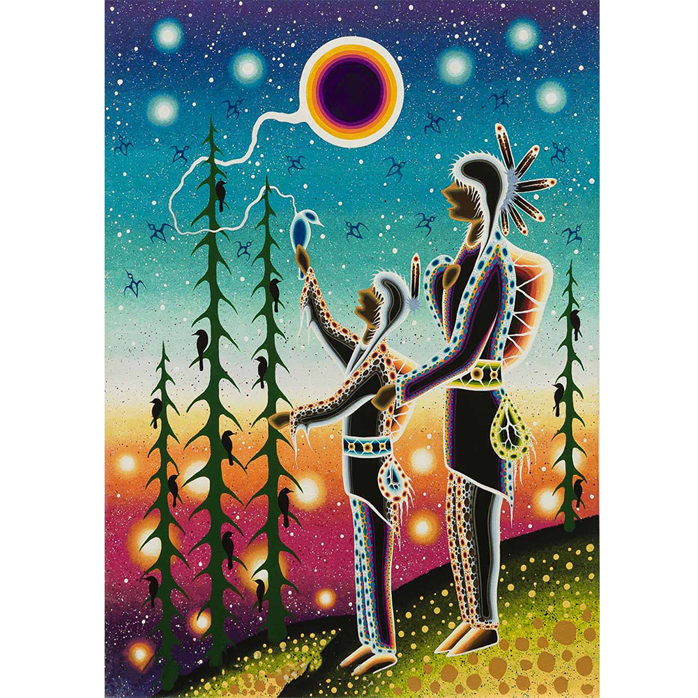 

30*40CM - Round Drill Diamond Painting - Indians, 501 Original