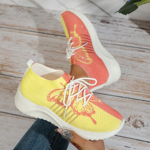 😍Last Day 50% OFF😍-Orthopedic Women's Butterfly Pattern Low Top Knitted Sneakers