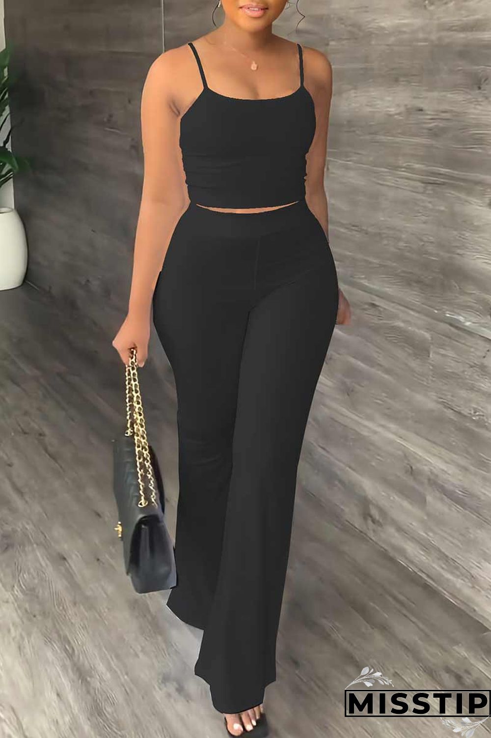 White Casual Solid Patchwork Spaghetti Strap Sleeveless Two Pieces