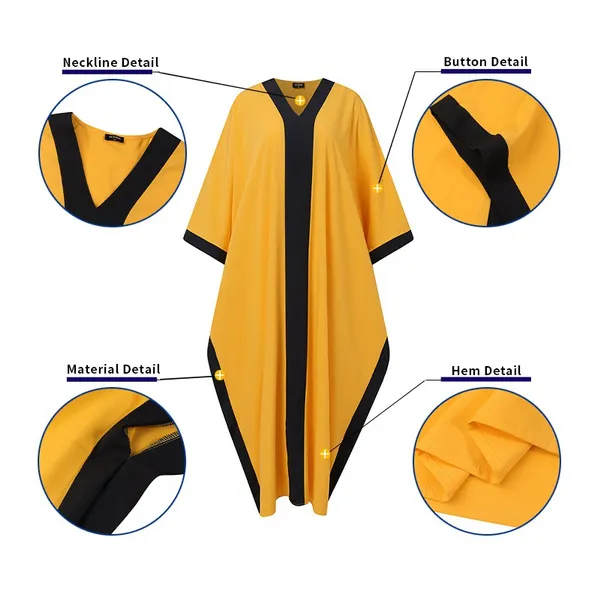 Womens Sleeve Necks Casual Loose Solid Colors Asymmetrical Kaftan Dresses Robes Longues