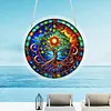 (25cm)DIY Acrylic Jigsaw Puzzle Window Hanging with Hanging Chain DIY Stained Glass Decoration Round Window Puzzle Decor for DIY Craft Project (Stained Glass Tree of Life)