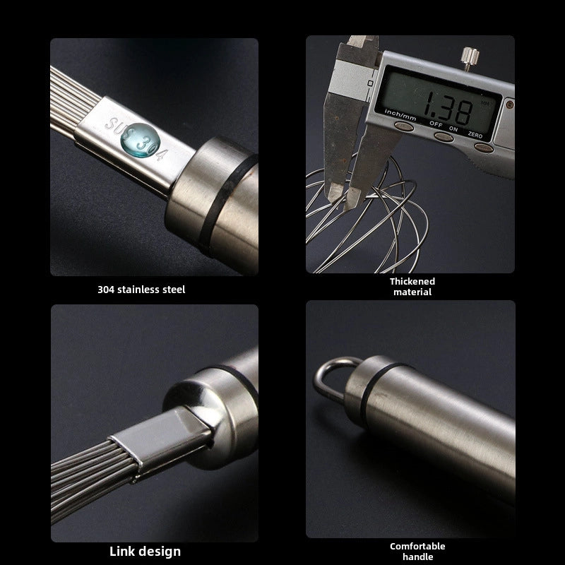 304 Stainless Steel Egg Beater Manual Thickening Manual Mixing Rod And Noodle/egg Whisk Lengthened Baking Tool