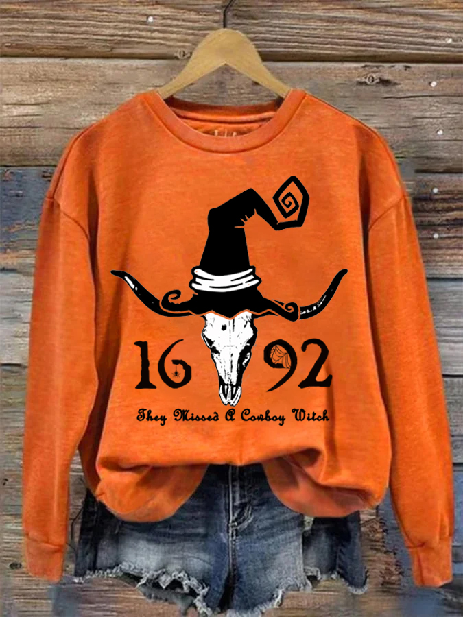 They Missed A Cowboy Witch Halloween 1692 Print Sweatshirt wearshes
