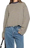 Casual and versatile retro striped long-sleeved T-shirt top