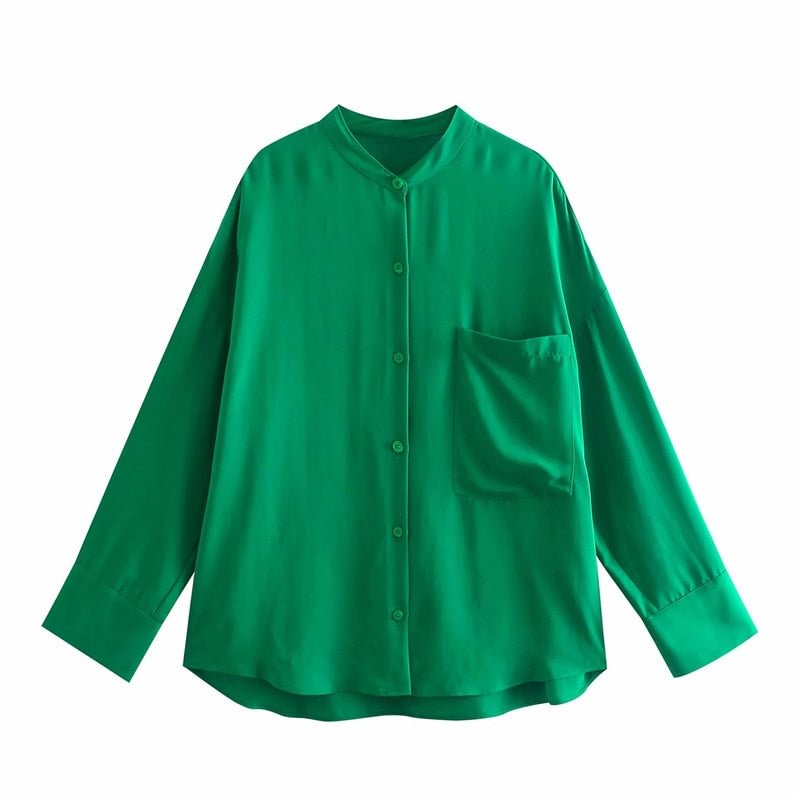 PUWD Casual Woman Green Loose Shirt Suit 2021 Spring Fashion Female Solid Long Sleeve Set Ladie Soft Suits