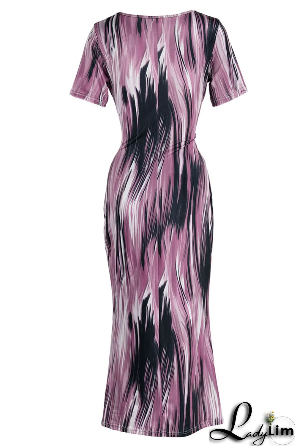 Green Sexy Print Split Joint V Neck One Step Skirt Dresses