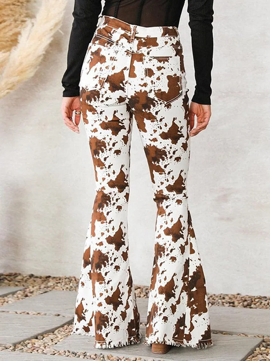 Fashionable Cow Print Trousers