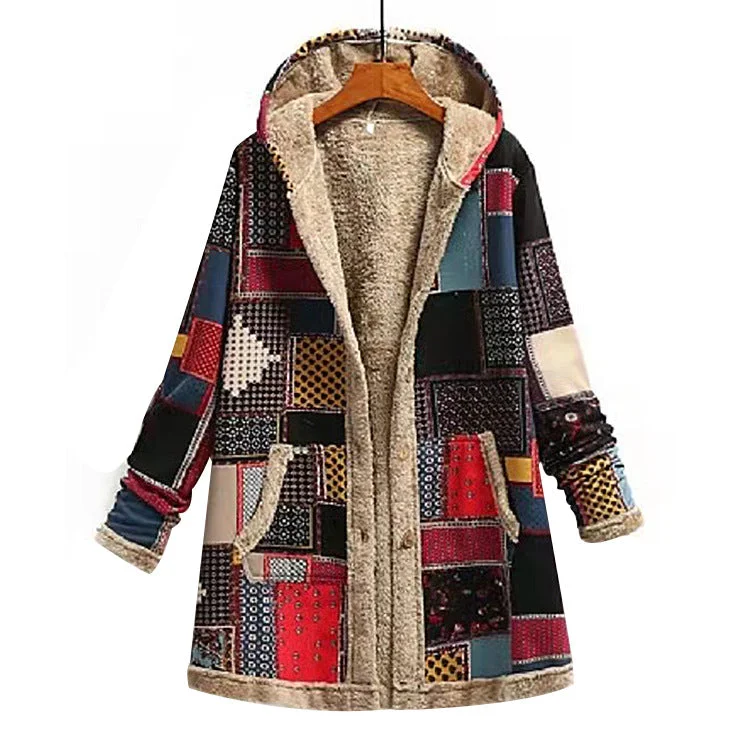 Brownm Commute Cotton Double-sided Loose Winter Red Coats