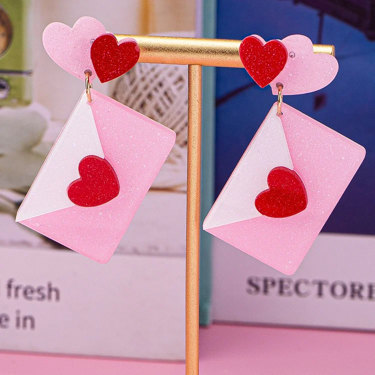 Pink Love Envelope Earrings