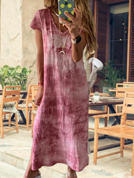 Cotton Casual Short Sleeve Holiday Dress